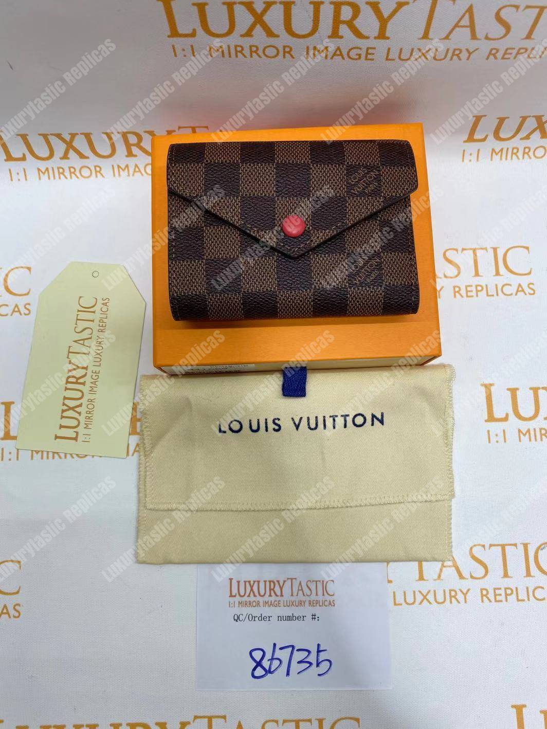 LV Victorine Wallet Damier Ebene Cerise Red