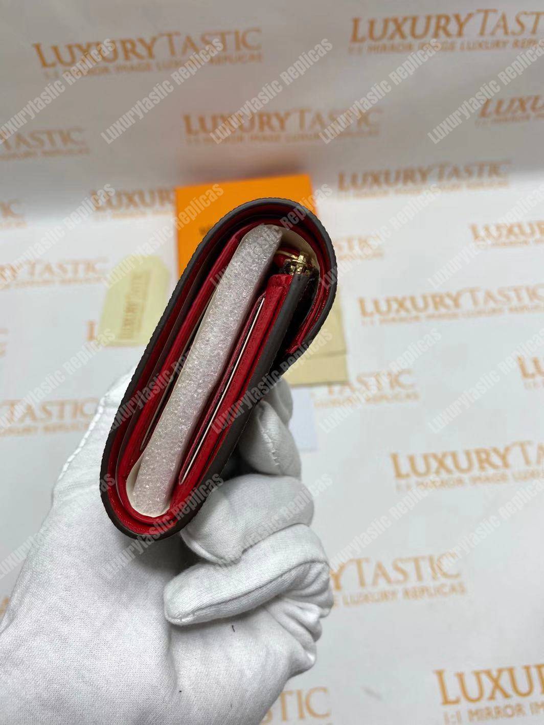 LV Victorine Wallet Damier Ebene Cerise Red