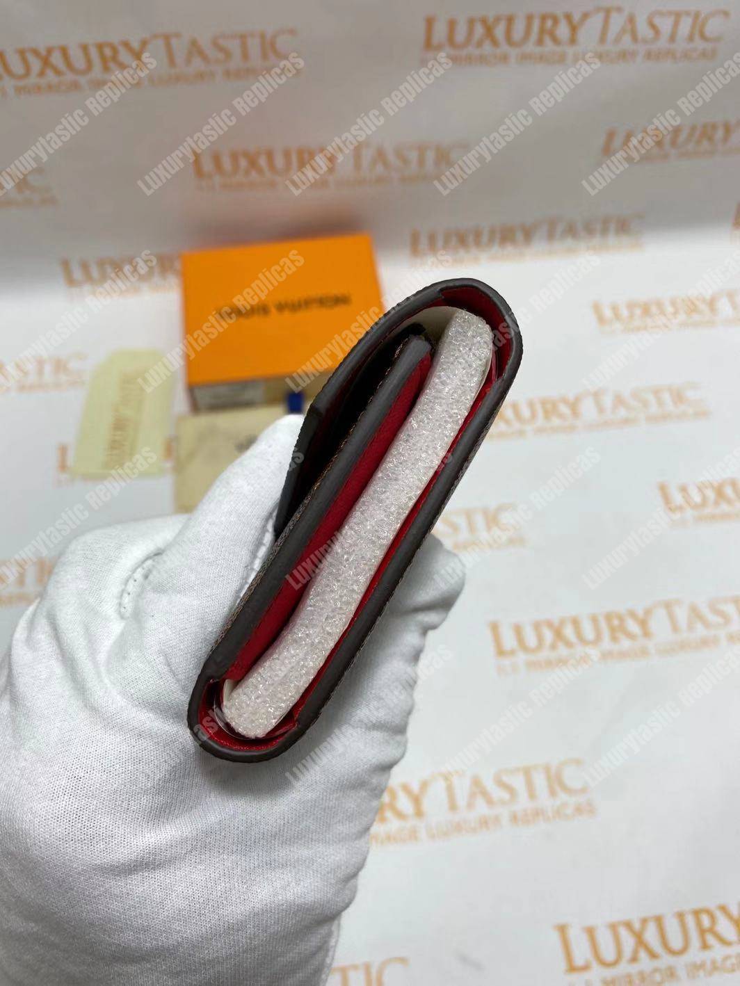 LV Victorine Wallet Damier Ebene Cerise Red