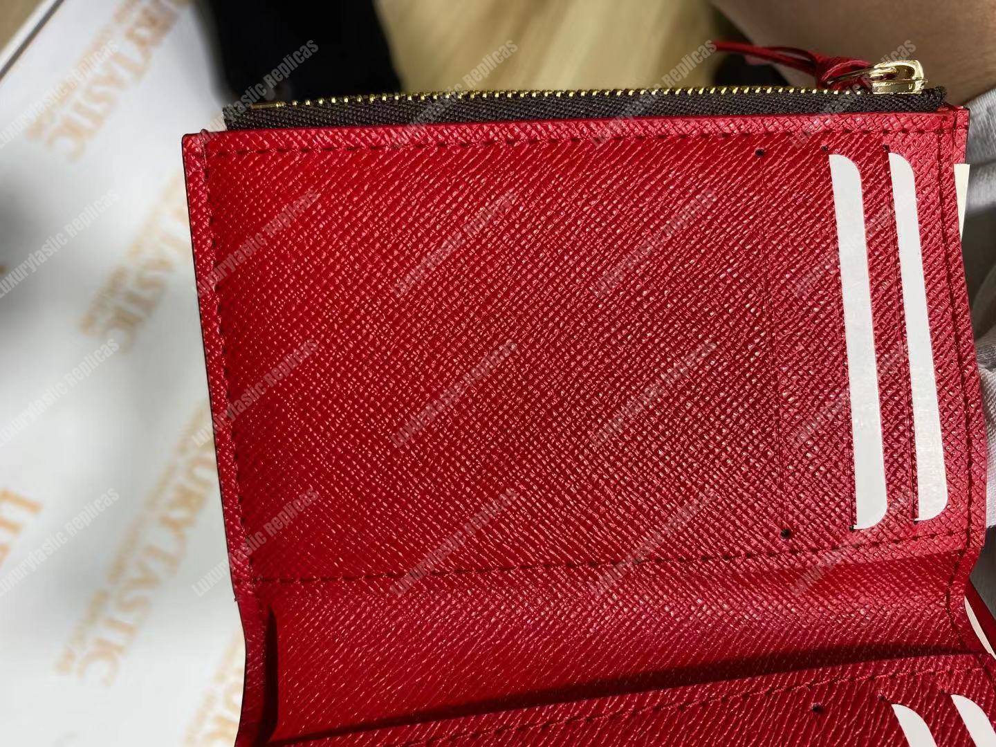 LV Victorine Wallet Damier Ebene Cerise Red
