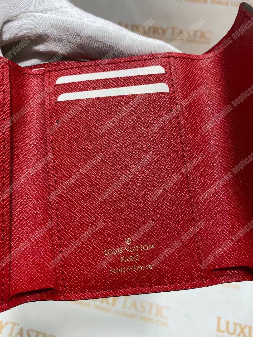 LV Victorine Wallet Damier Ebene Cerise Red