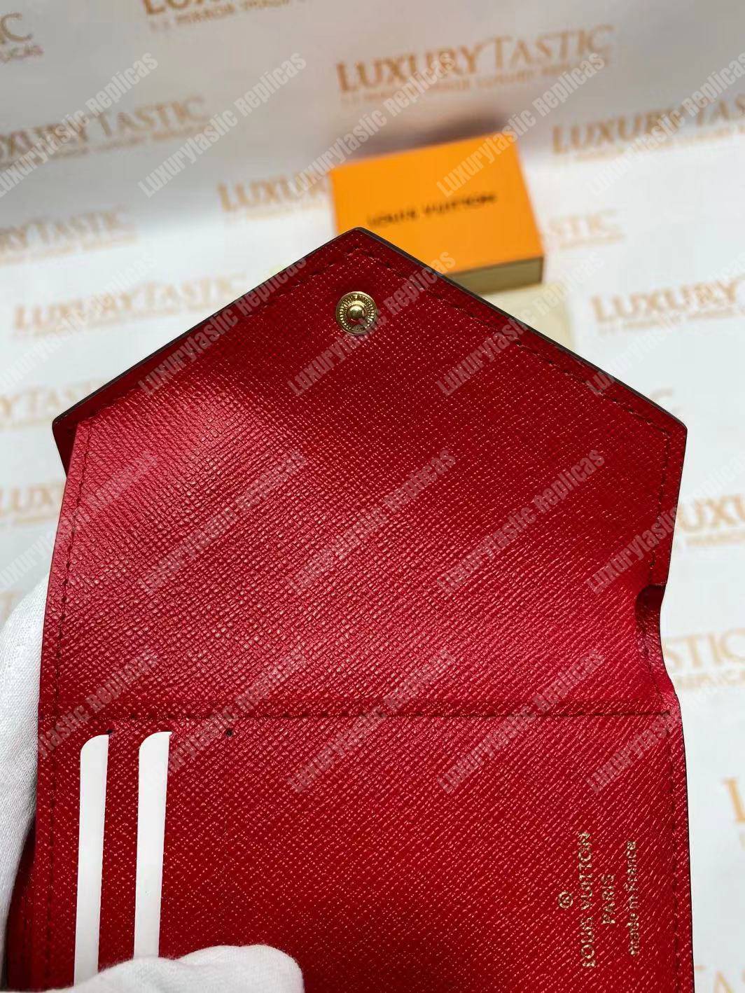 LV Victorine Wallet Damier Ebene Cerise Red