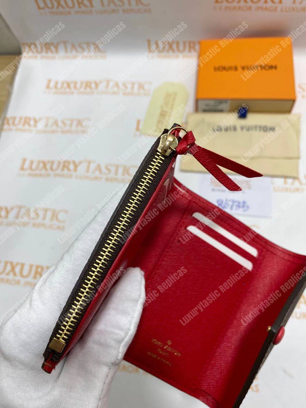 LV Victorine Wallet Damier Ebene Cerise Red