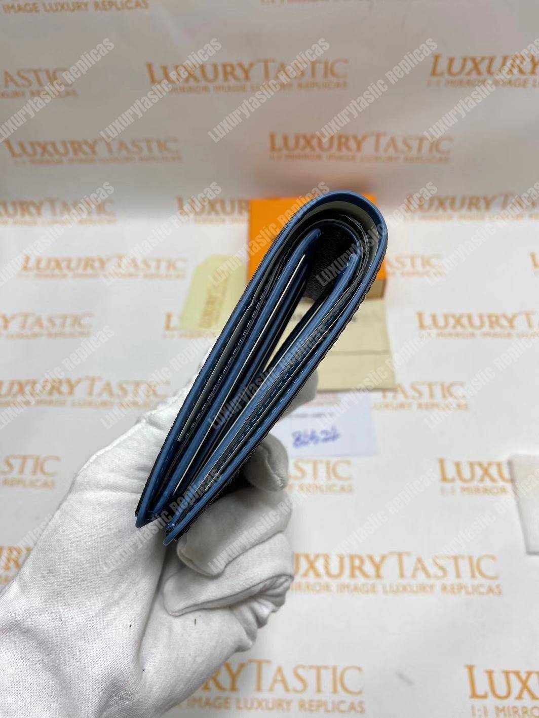 LV Multiple Wallet Damier Graphite Canvas Blue Neon