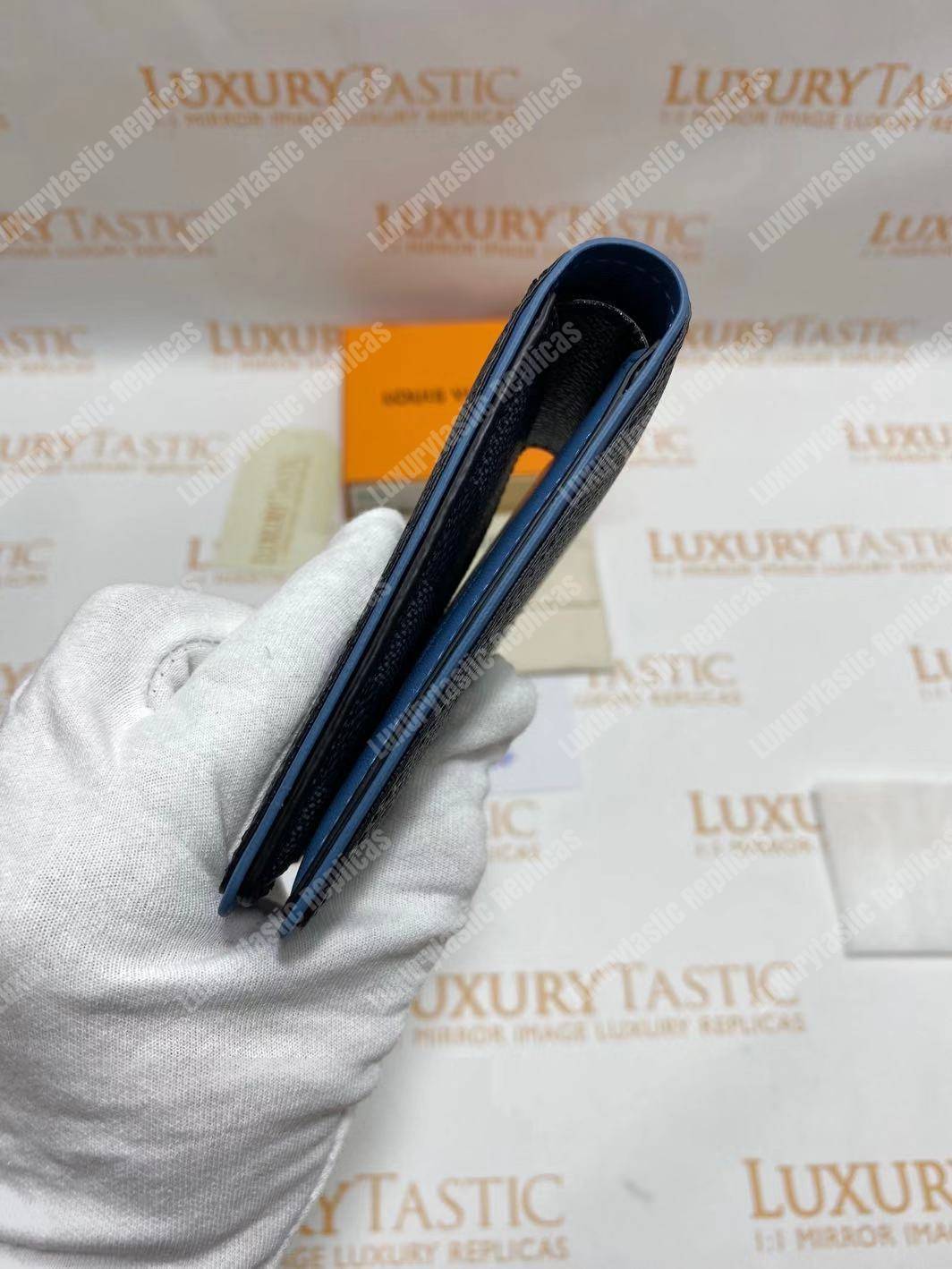 LV Multiple Wallet Damier Graphite Canvas Blue Neon