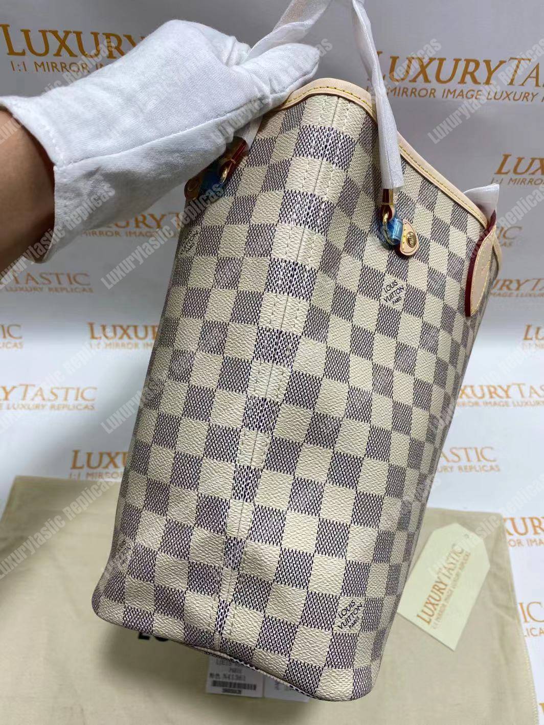 LV Neverfull MM Damier Azur Rose Ballerine