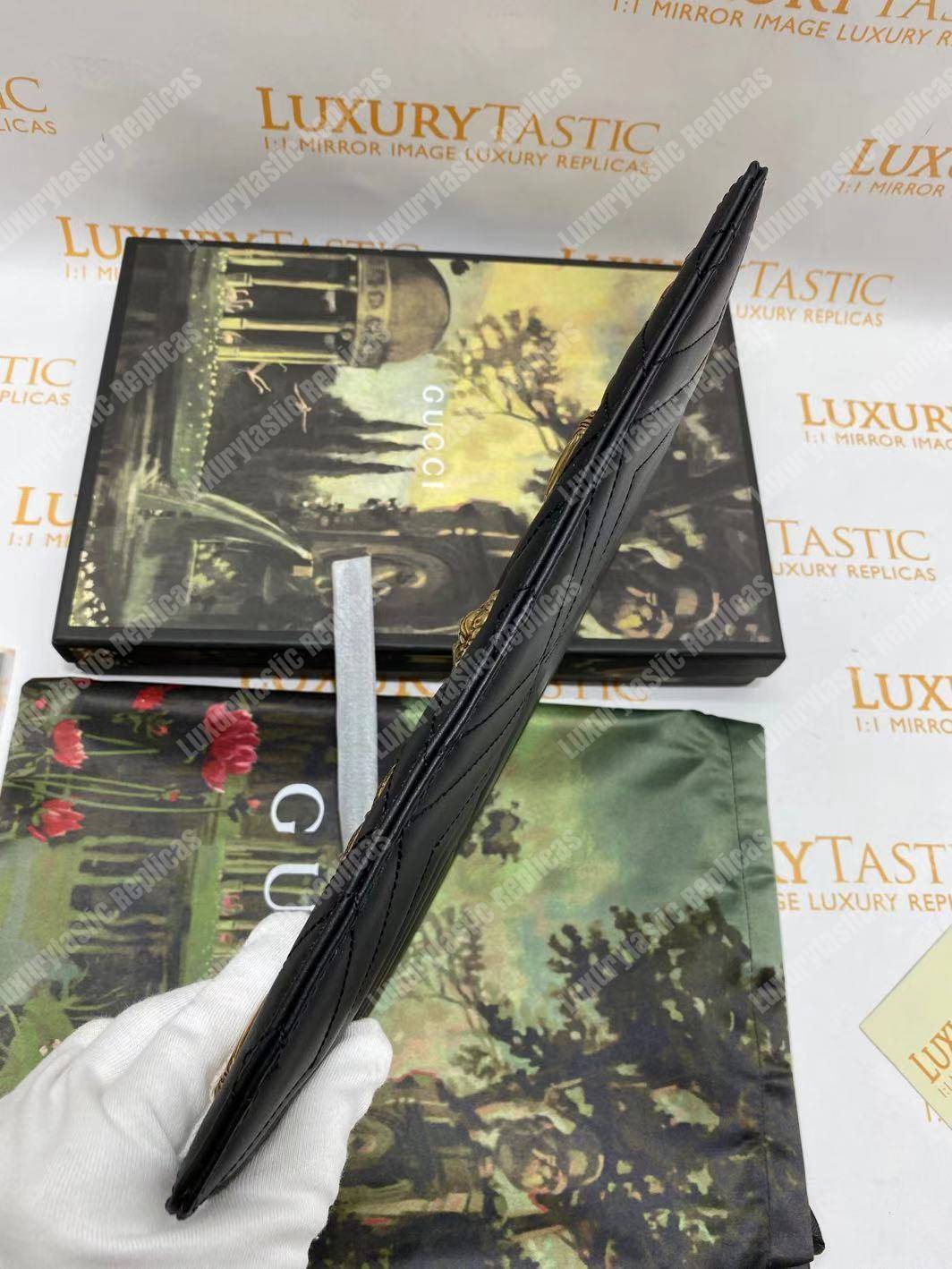 G*u*i gg marmont animal studs leather pouch black