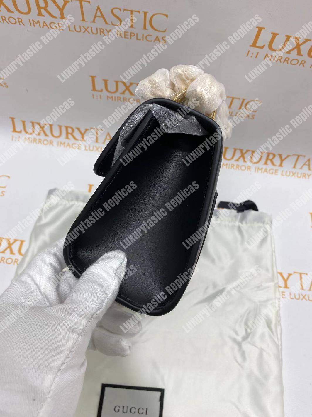 G*u*i padlock small leather shoulder bag black