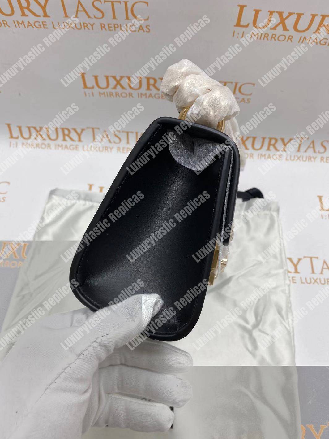 G*u*i padlock small leather shoulder bag black