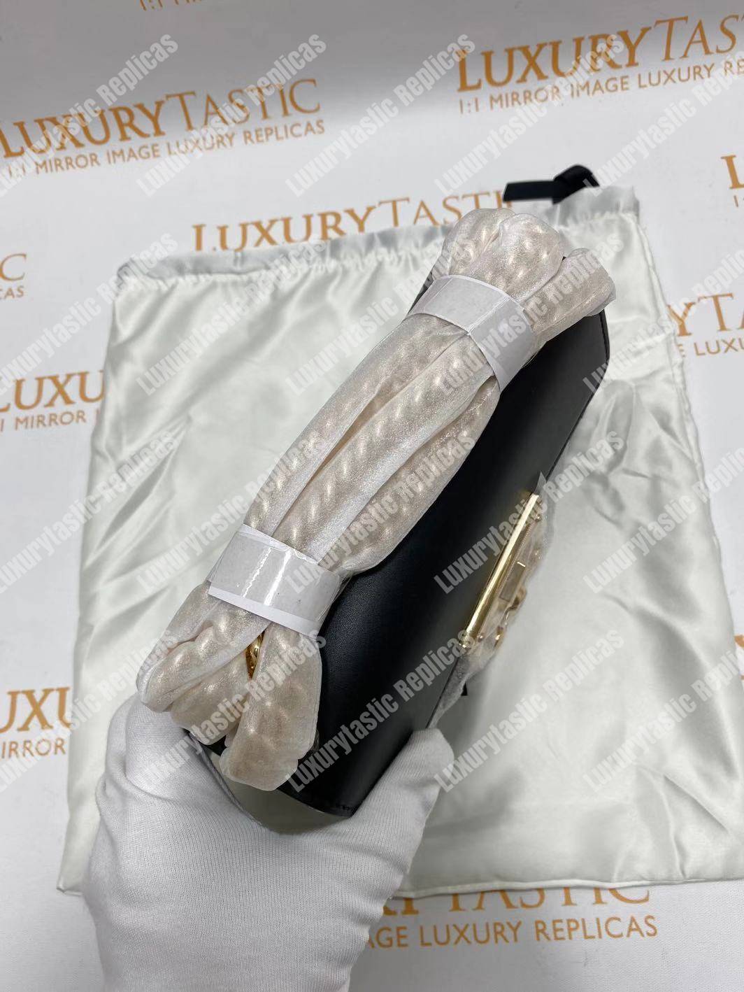 G*u*i padlock small leather shoulder bag black