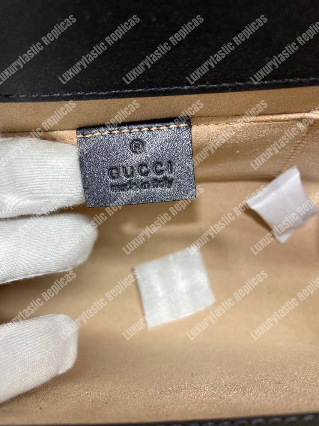 G*u*i padlock small leather shoulder bag black