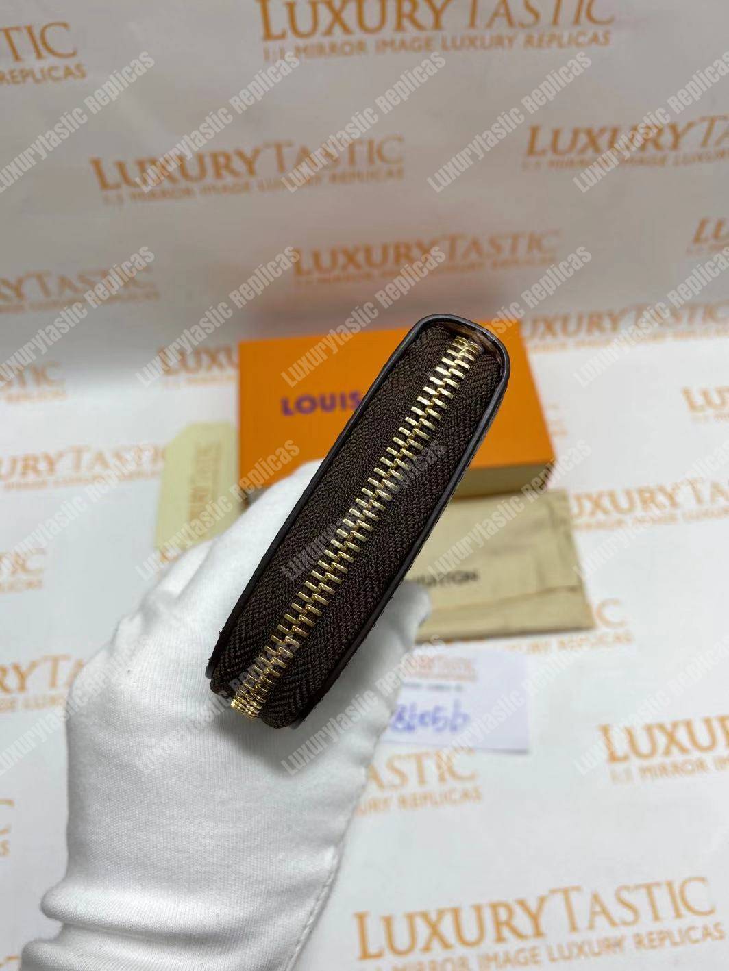 LV Clemence Wallet Damier Ebene Rose Ballerine