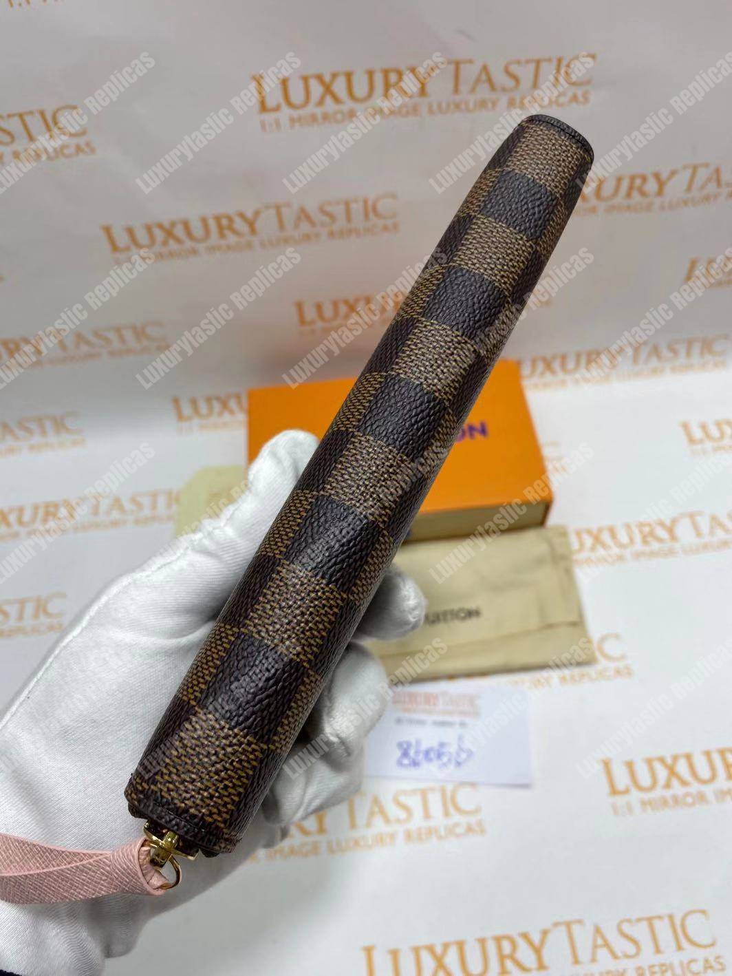 LV Clemence Wallet Damier Ebene Rose Ballerine