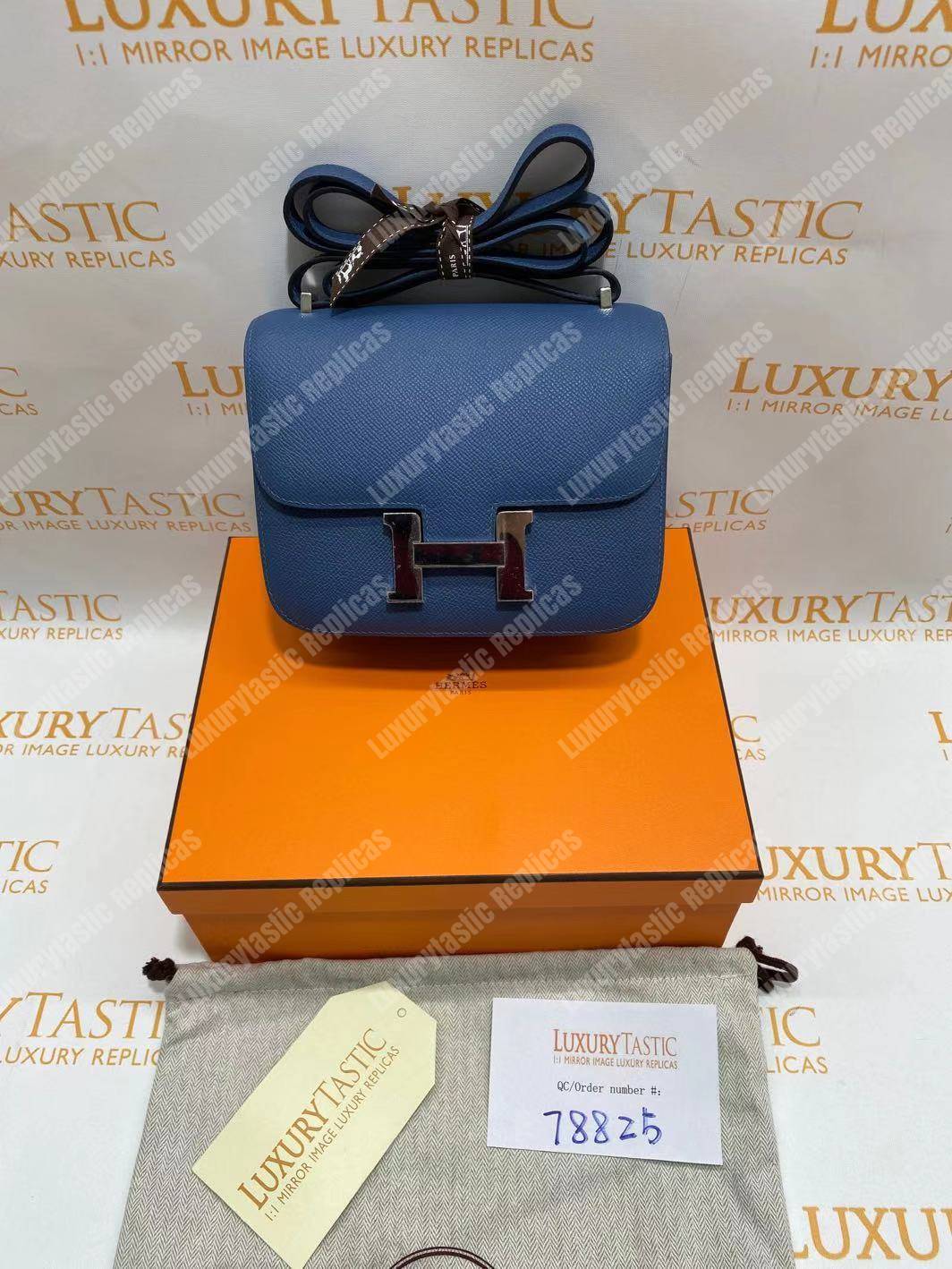 H**mes constance 18 bag epsom blue agate swift gris moutte palladium hardware
