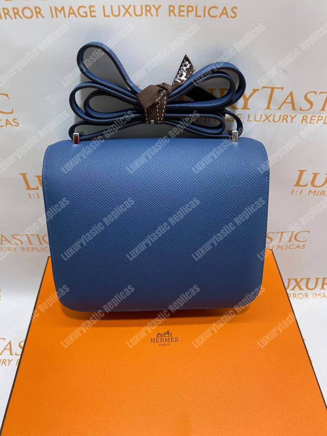 H**mes constance 18 bag epsom blue agate swift gris moutte palladium hardware