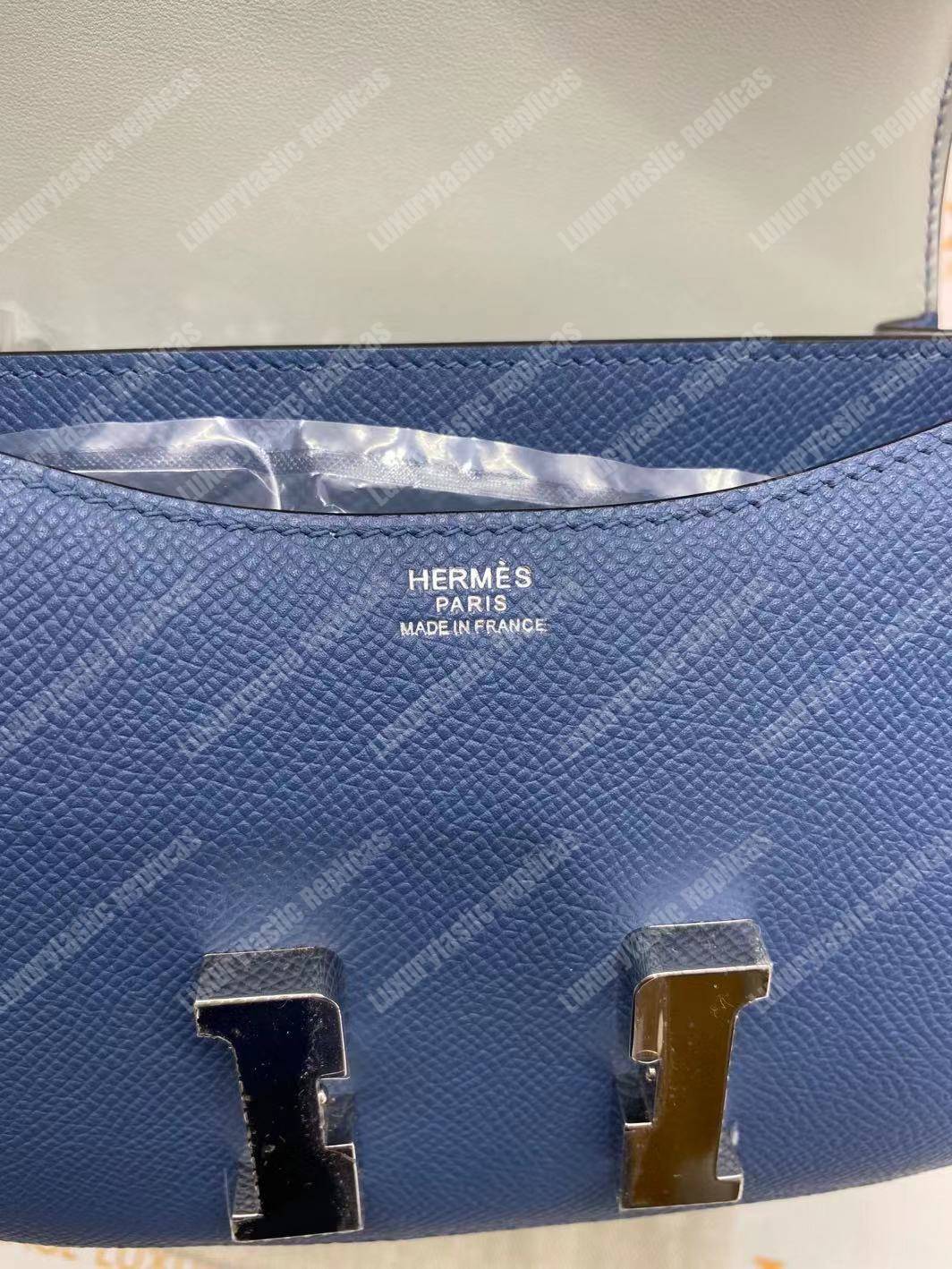 H**mes constance 18 bag epsom blue agate swift gris moutte palladium hardware