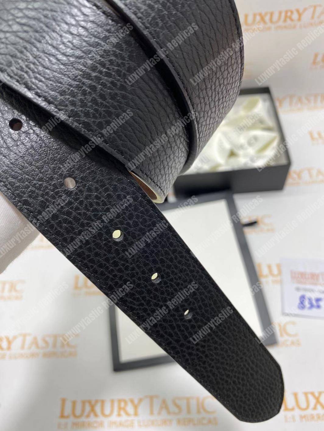 G*u*i leather belt with interlocking g buckle brown