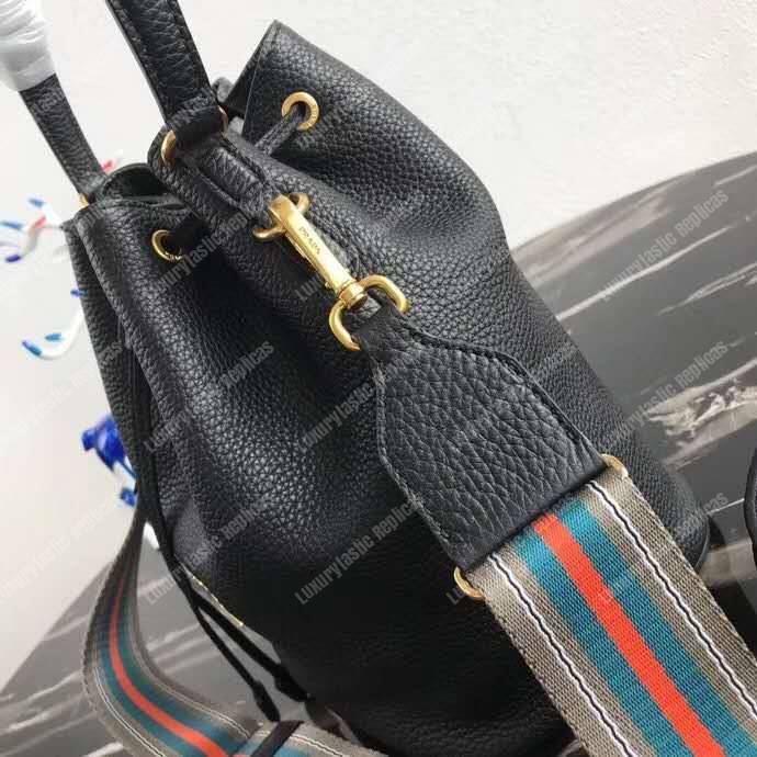 Pra*a leather bucket bag black