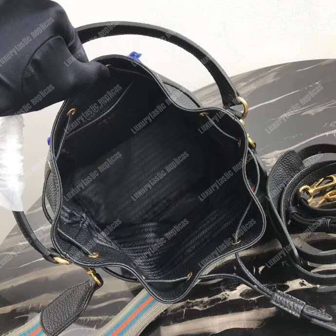 Pra*a leather bucket bag black