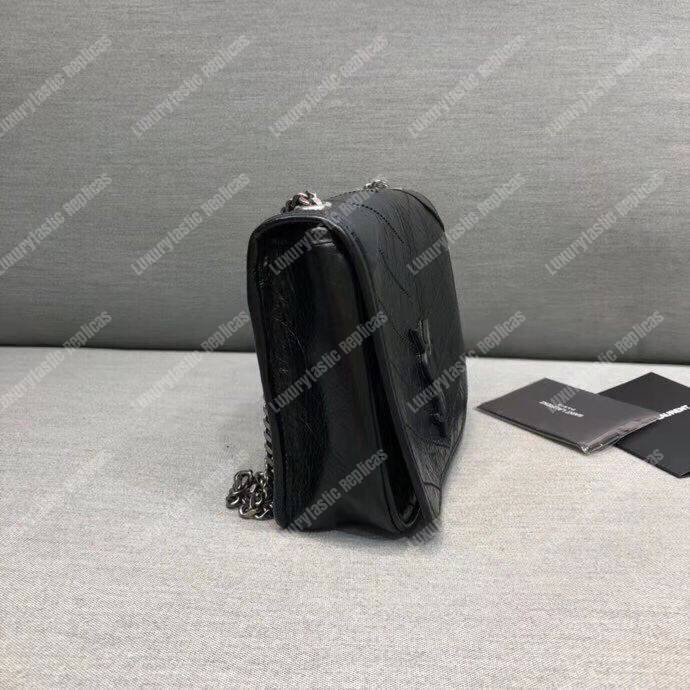 Saint Laurent Niki Chain Wallet in Crinkled Vintage Leather Black