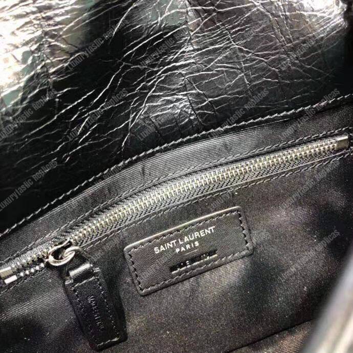 Saint Laurent Niki Chain Wallet in Crinkled Vintage Leather Black