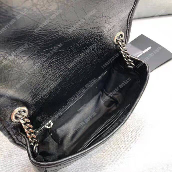 Saint Laurent Niki Chain Wallet in Crinkled Vintage Leather Black