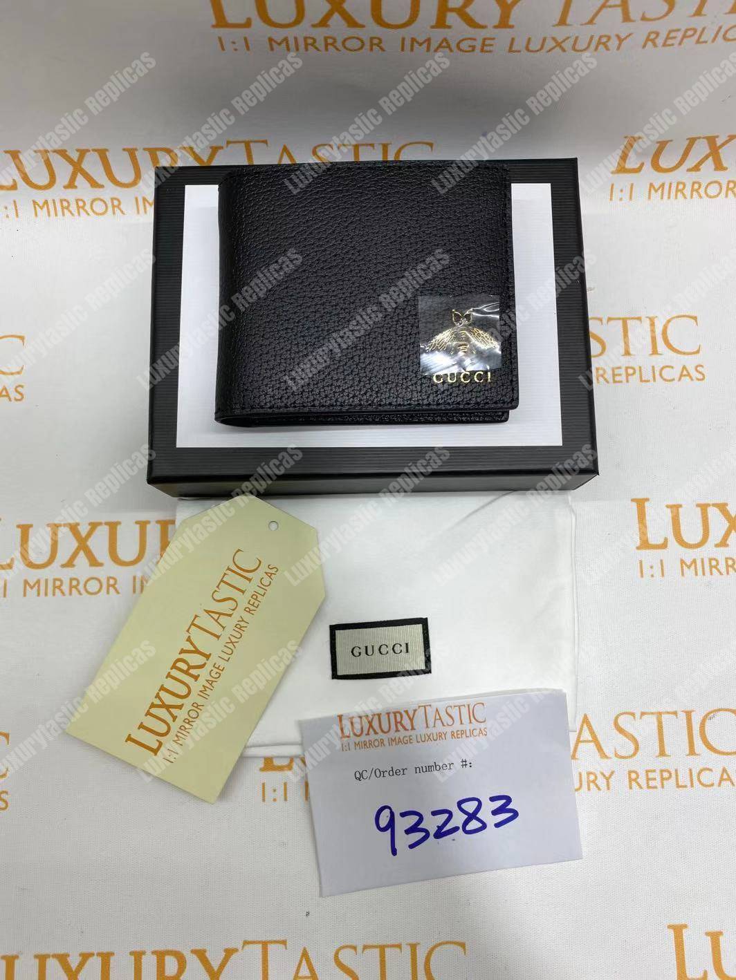 G*u*i animalier leather wallet bee metal detail black