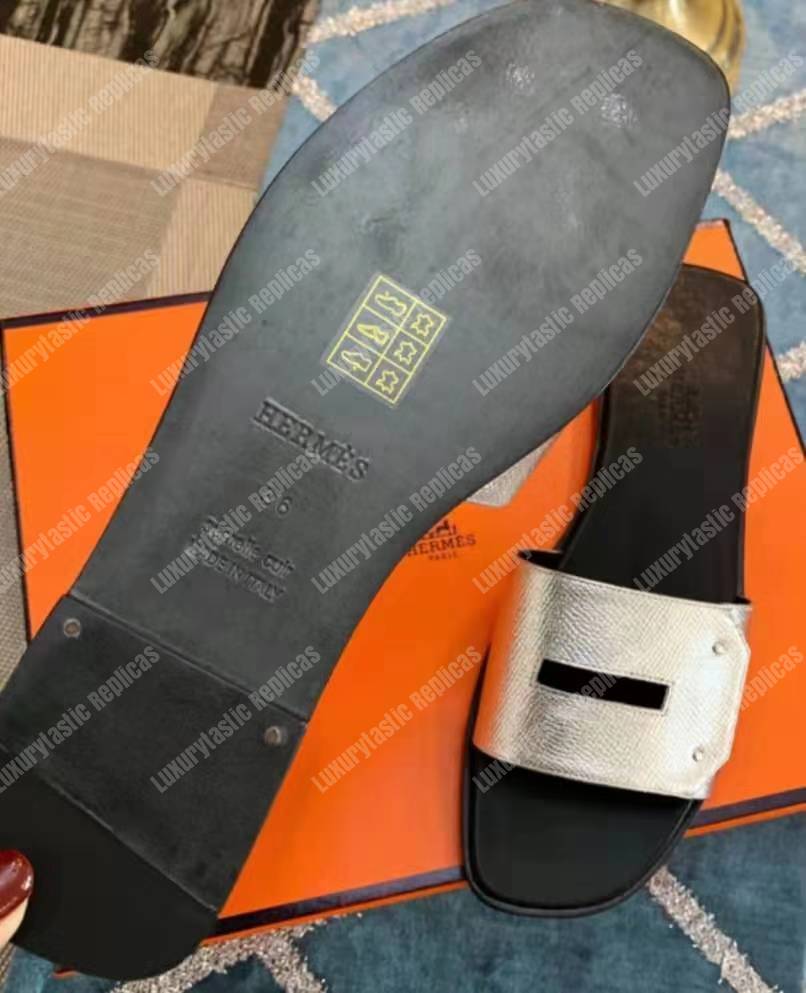 H**mes view sandals gris argenté vieilli