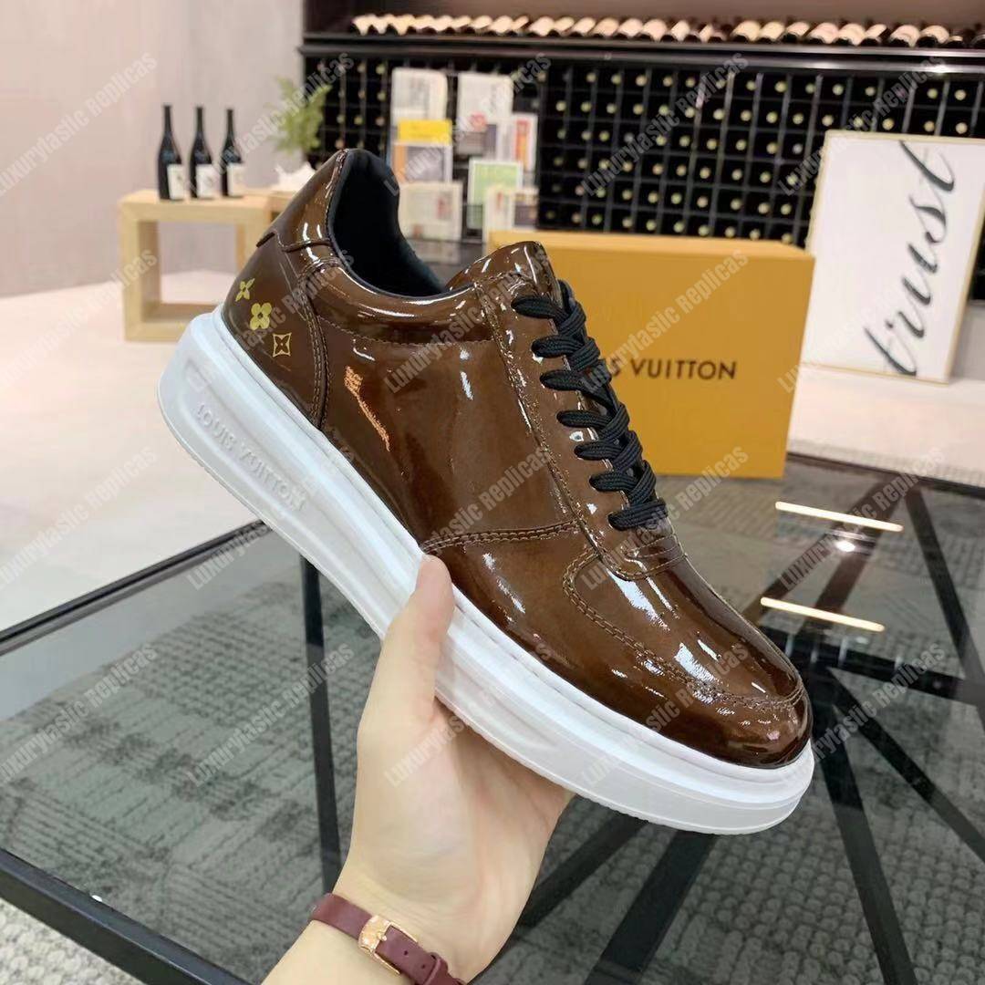 LV Beverly Hills Sneaker Glazed Leather Moka