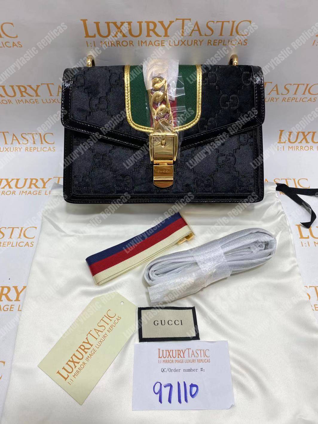 G*u*i sylvie velvet small shoulder bag black