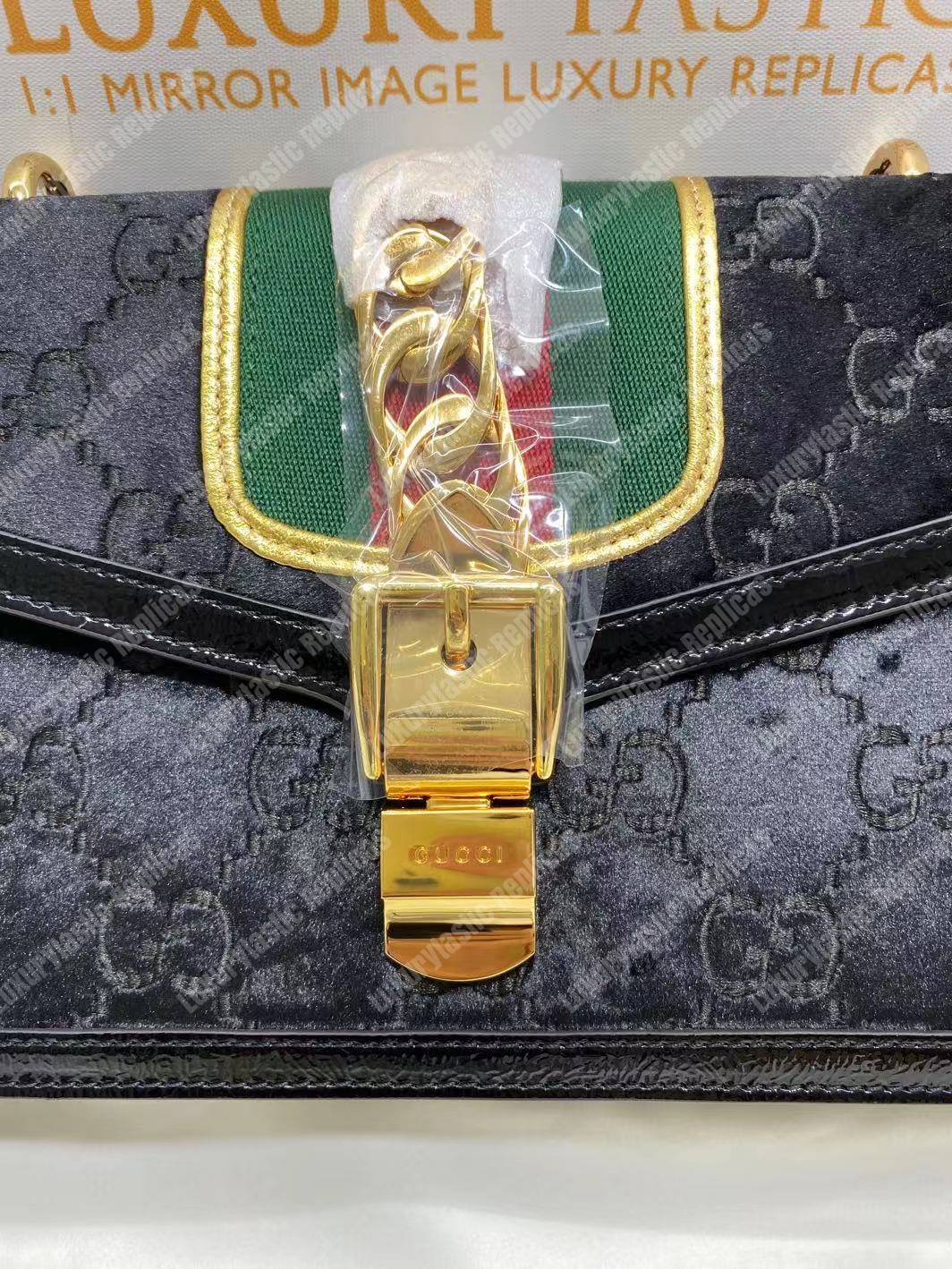 G*u*i sylvie velvet small shoulder bag black