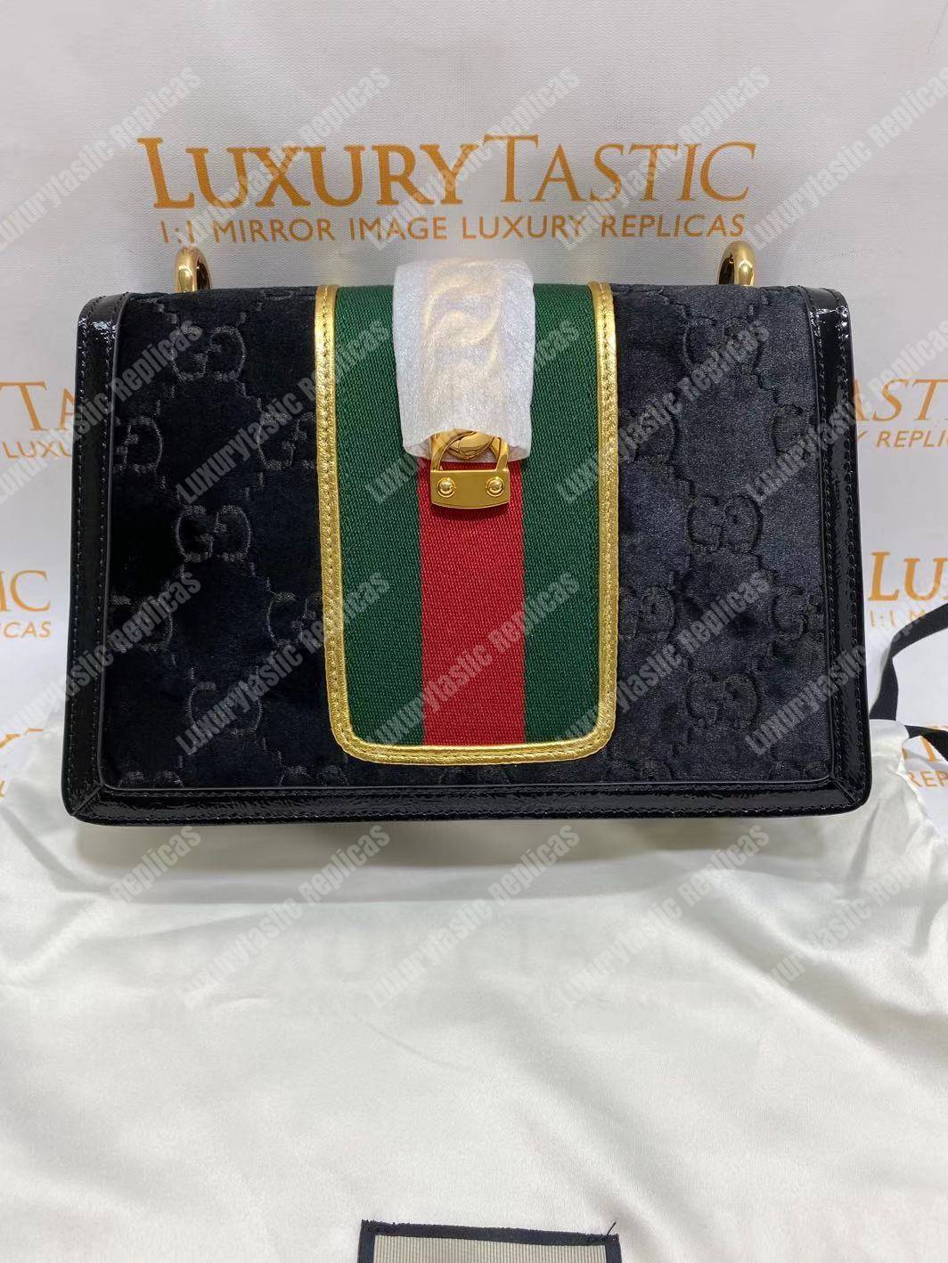 G*u*i sylvie velvet small shoulder bag black