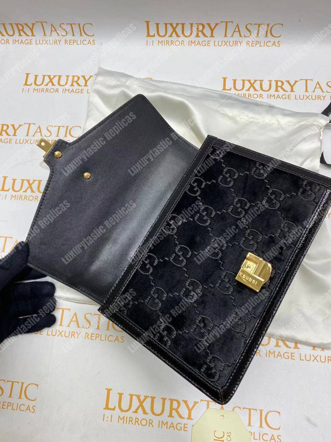 G*u*i sylvie velvet small shoulder bag black