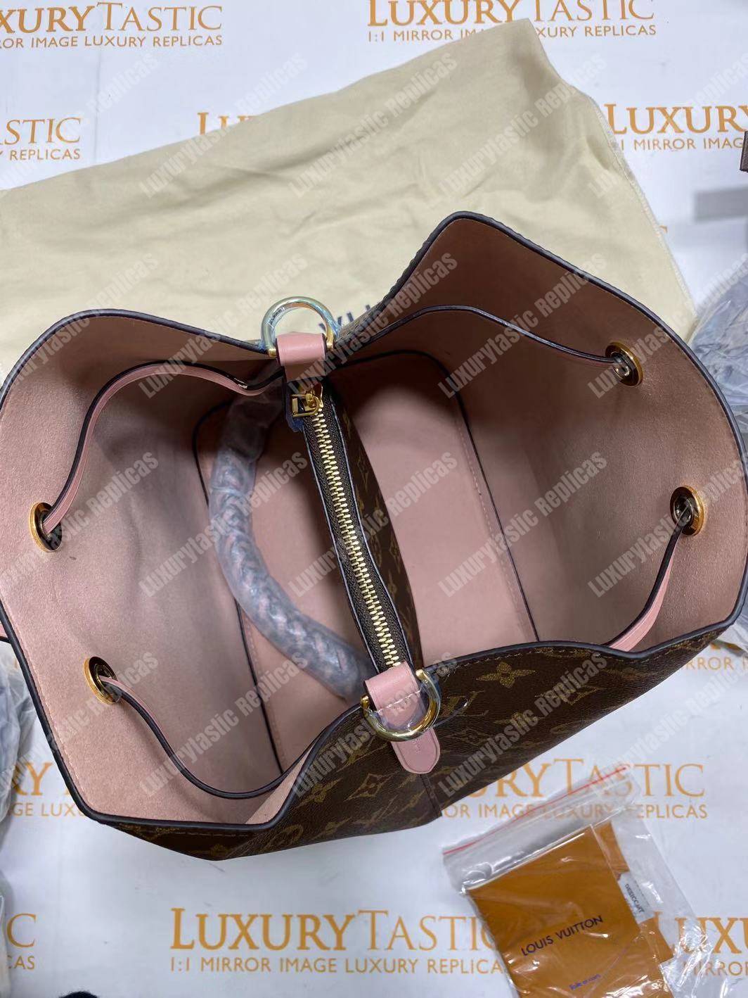 LV NéoNoé Monogram Bucket Bag Rose Ballerine