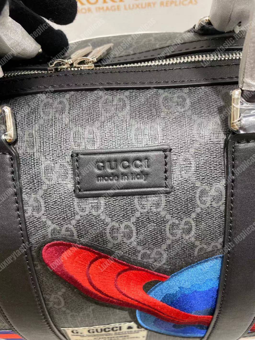 G*u*i night courrier soft gg sup*e carry-on duffle