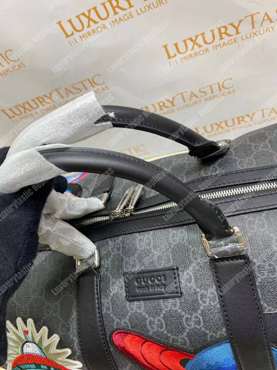 G*u*i night courrier soft gg sup*e carry-on duffle