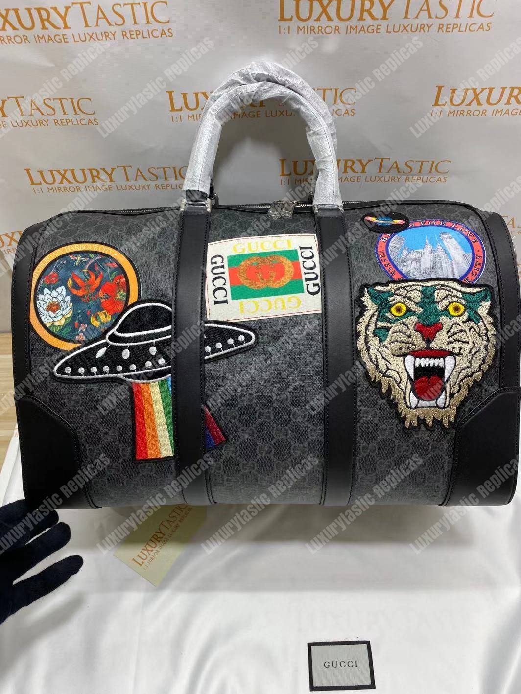 G*u*i night courrier soft gg sup*e carry-on duffle