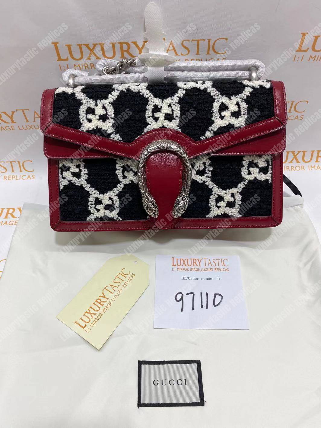 G*u*i dionysus gg tweed small shoulder bag black/white