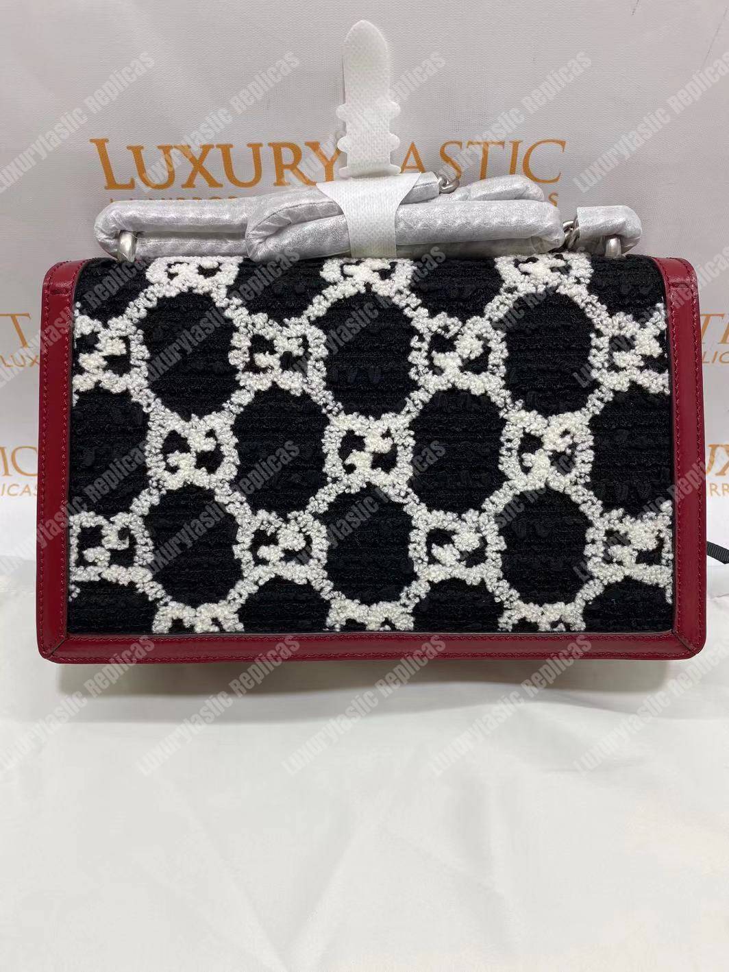 G*u*i dionysus gg tweed small shoulder bag black/white