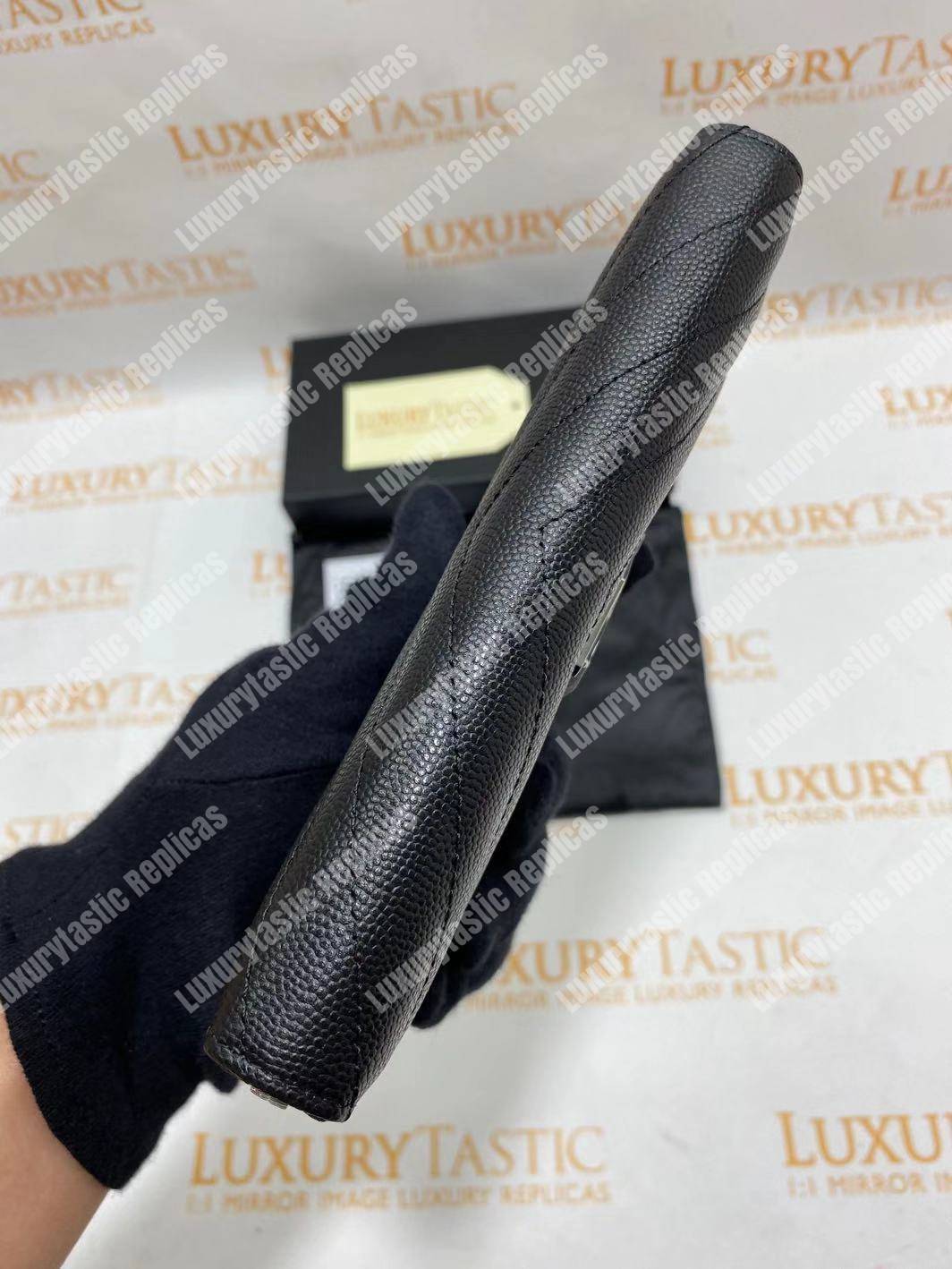 Saint Laurent Monogram Zip Around Wallet Black Grain De Poudre