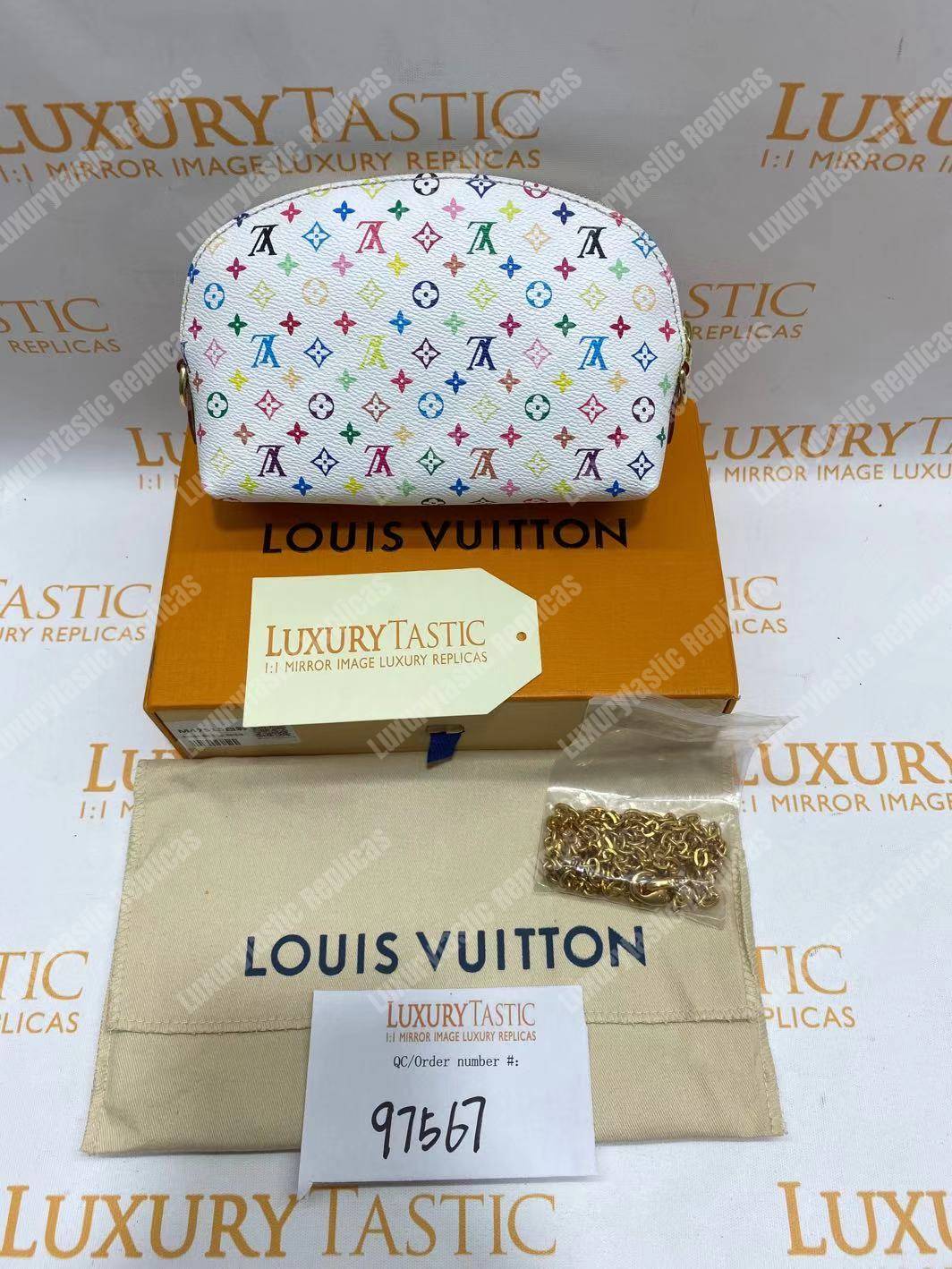 LV Multicolor Cosmetic Pouch GM White