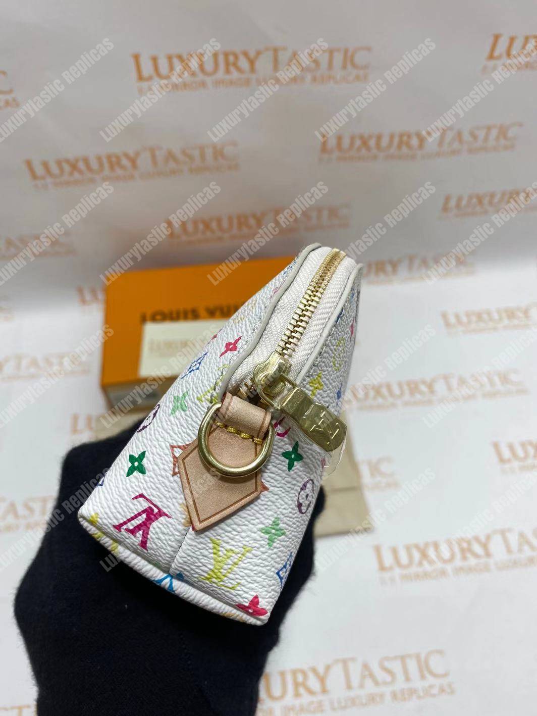 LV Multicolor Cosmetic Pouch GM White