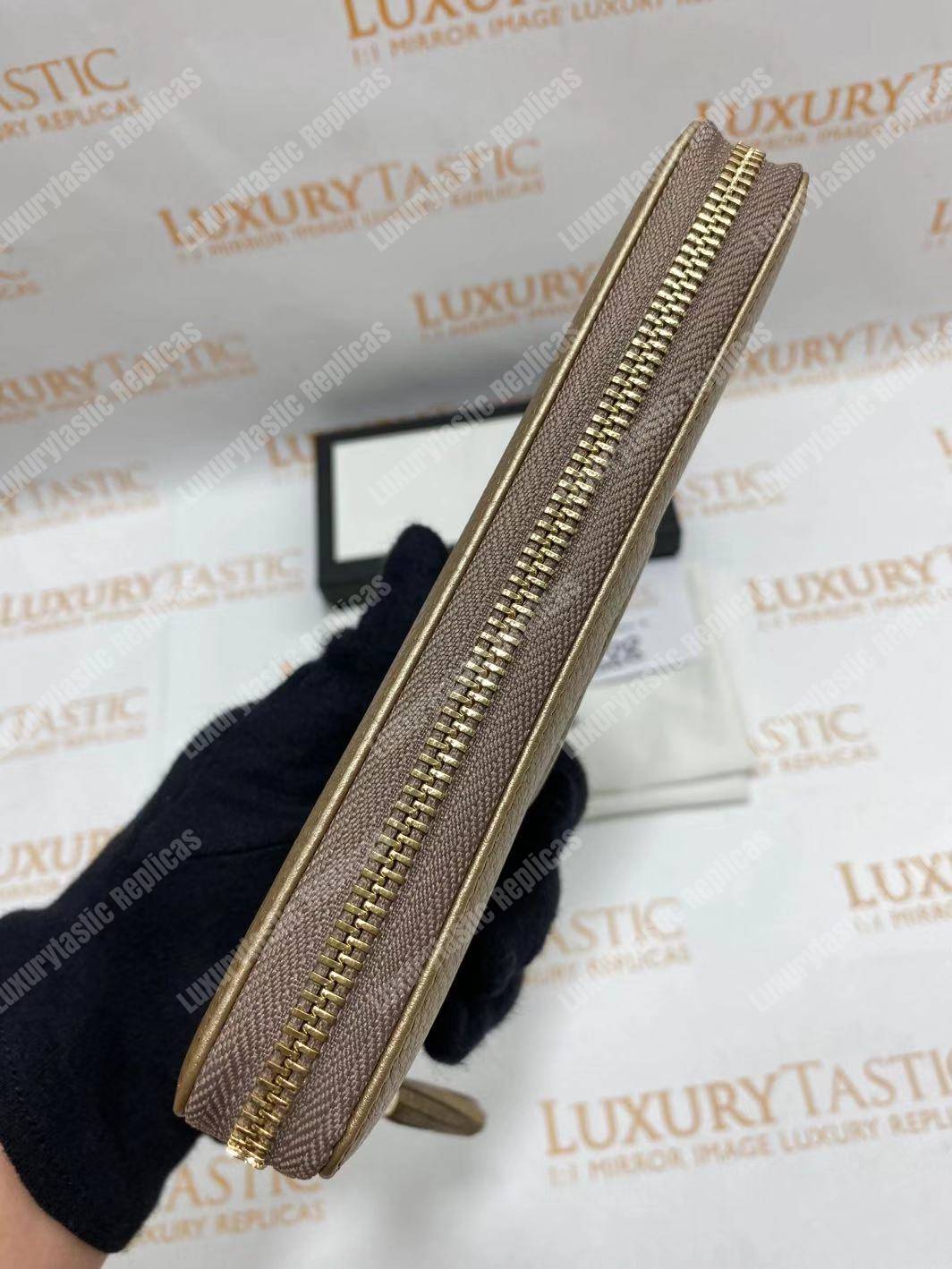 G*u*i soho zip around wallet gold