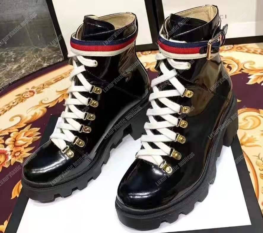 G*u*i leather ankle boot with sylvie web