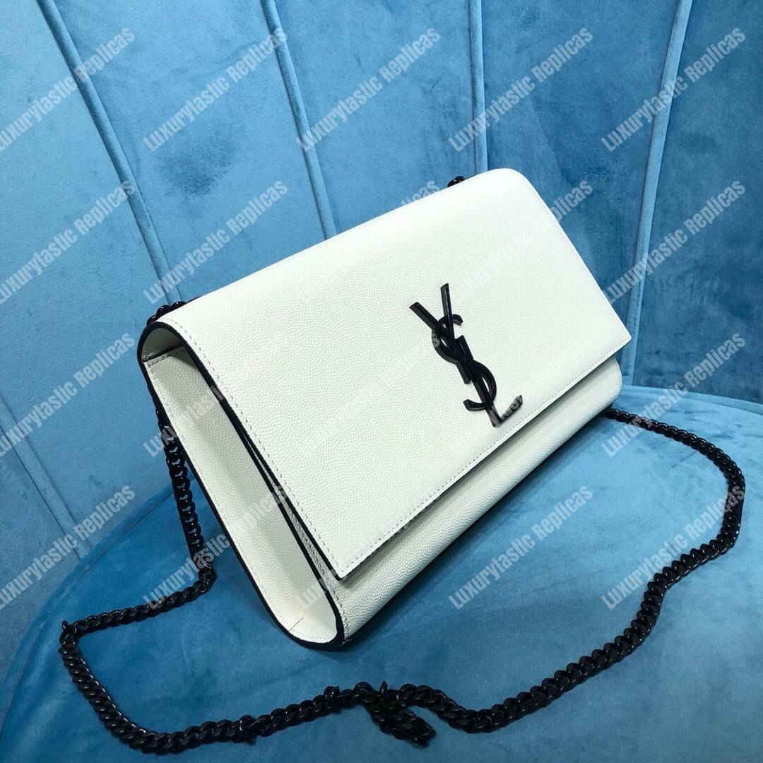 Saint Laurent Kate Small In Grain De Poudre Embossed Leather White
