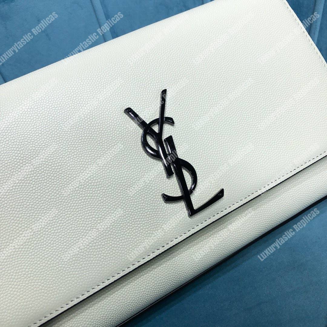 Saint Laurent Kate Small In Grain De Poudre Embossed Leather White