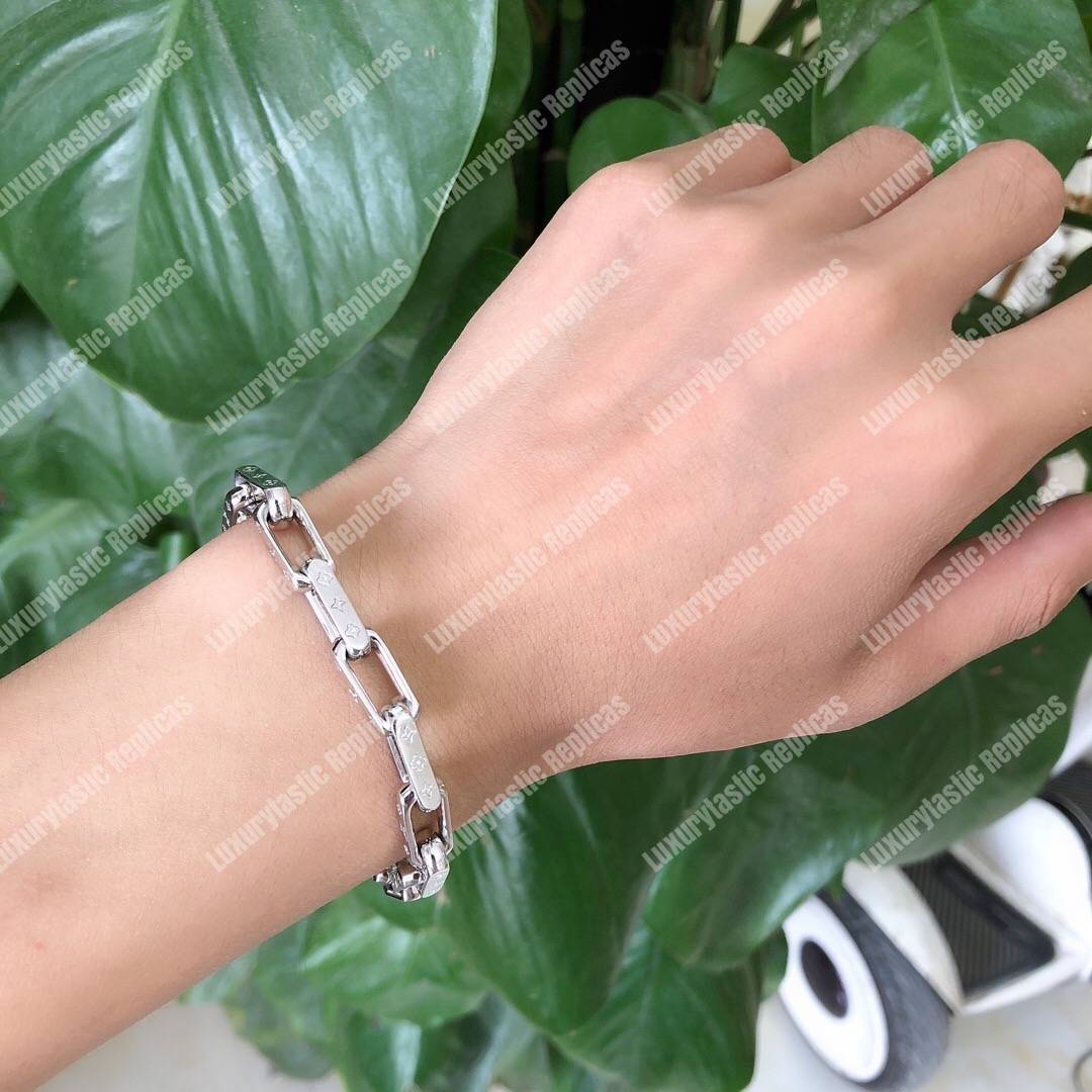 LV Monogram Chain Bracelet Silver