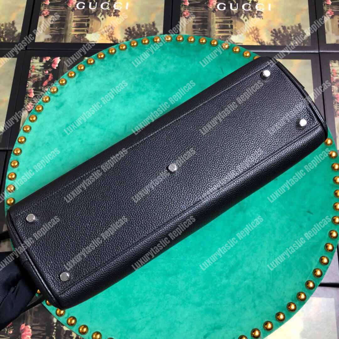 G*u*i zumi grainy leather medium top handle bag black