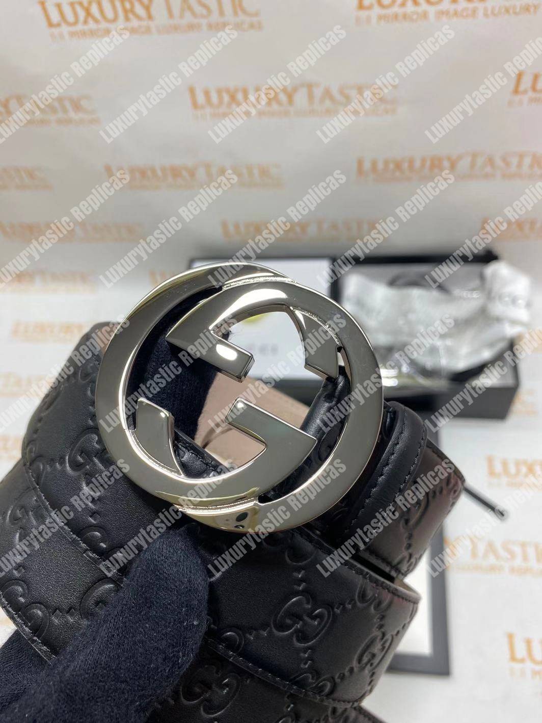 G*u*i signature leather belt black