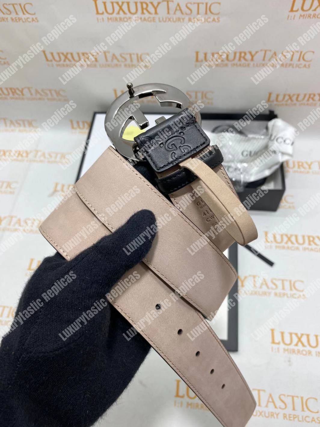 G*u*i signature leather belt black